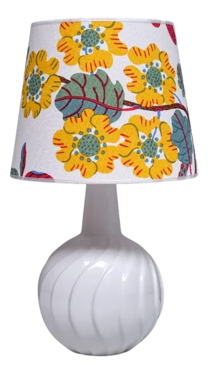 Ceramic Table Lamp by Sven Wejsfelt with Shade by Josef Frank, Gustavsberg, 1960s