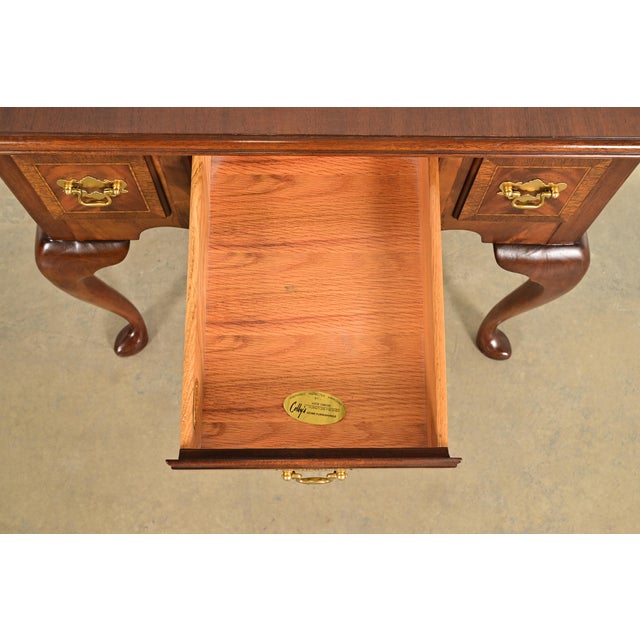 Wood Councill Furniture Queen Anne Inlaid Mahogany Lowboy Dresser or Console Table For Sale - Image 7 of 16