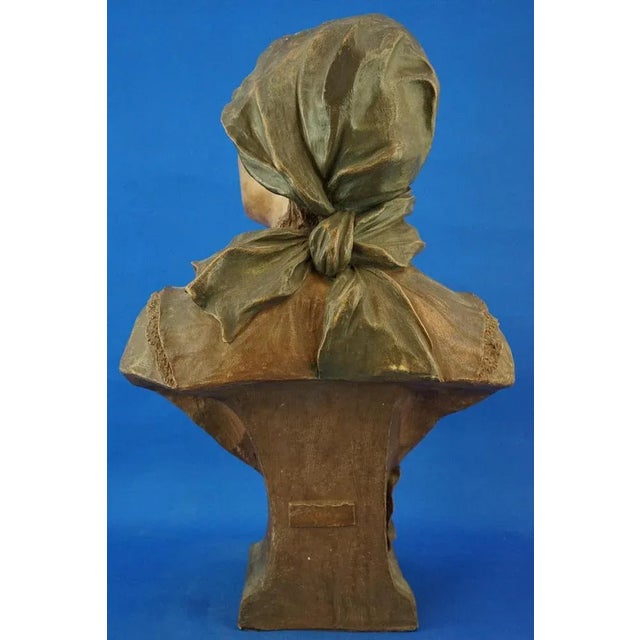 Art Nouveau Bust Sculpture of Peasant Woman in Terracotta from Friedrich Goldscheider, Austria, 1800s For Sale - Image 6 of 18