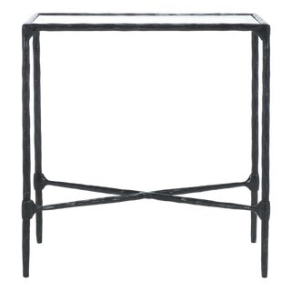 Isabellina Metal Accent Table in Black with Glass Top For Sale