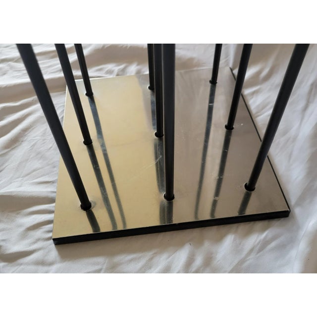 Chrome Modernist Chrome and Wrought Iron Floor Length Candelabra in the Style of Bertoia For Sale - Image 8 of 11