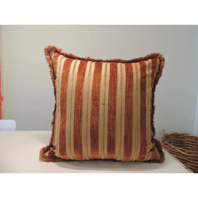 1960s Vintage Gold and Brown Needlepoint Tapestry Square Decorative Pillow For Sale - Image 5 of 6