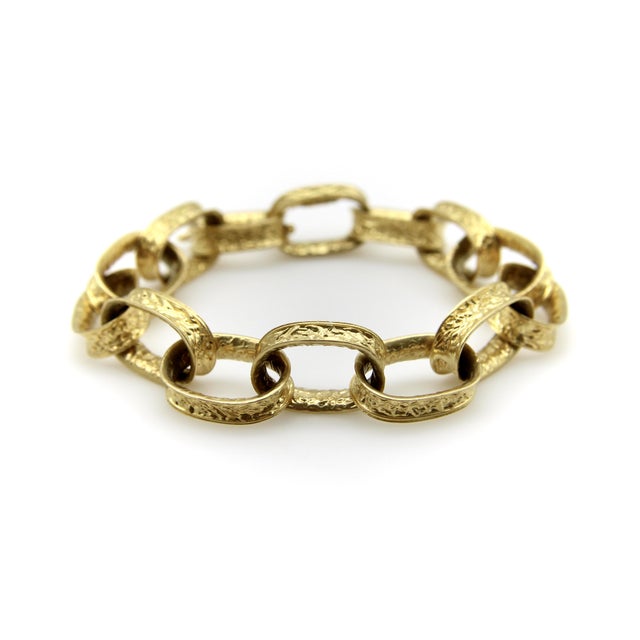 18k Gold Vintage Oval Link Bracelet For Sale - Image 4 of 7