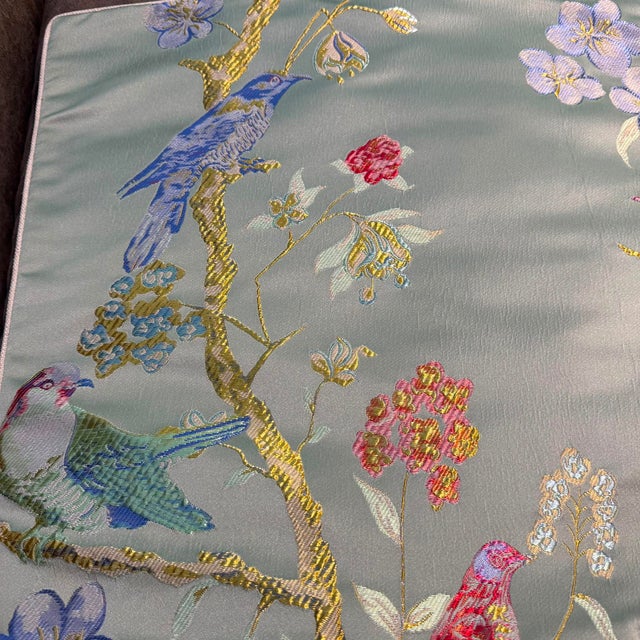 Satin Chinoiserie Bird Cushion Cover For Sale - Image 4 of 10