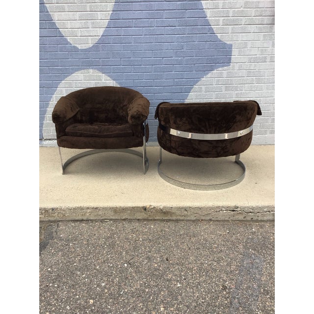Mid-Century Modern Milo Baughman Style Tub Lounge Chairs, Pair, Circa 1970s For Sale - Image 3 of 12