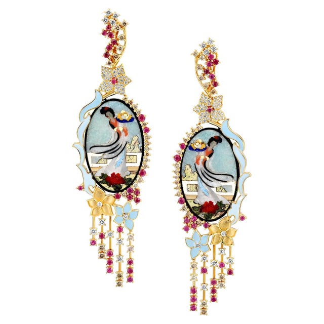 Early 21st Century Exquisite and Bold Mosaic Dancer Earrings For Sale - Image 5 of 18