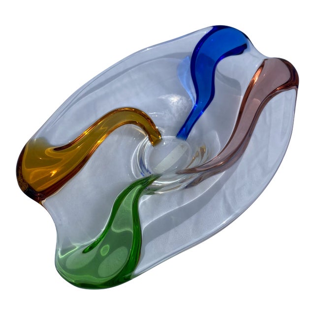 Vintage Mid 20th Century Multi Color Murano Style Bowl For Sale