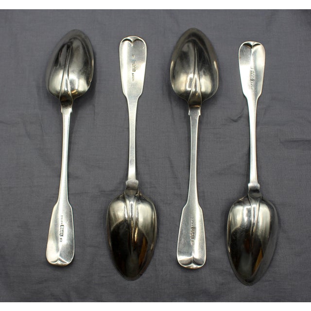 1816 set of 4 Irish sterling silver serving spoons, Dublin, by James Scott. A splendid Georgian period set with the mark...