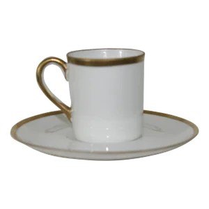 Antique Nippon Hand Painted Porcelain Espresso Demitasse Cup & Saucer White With Gold