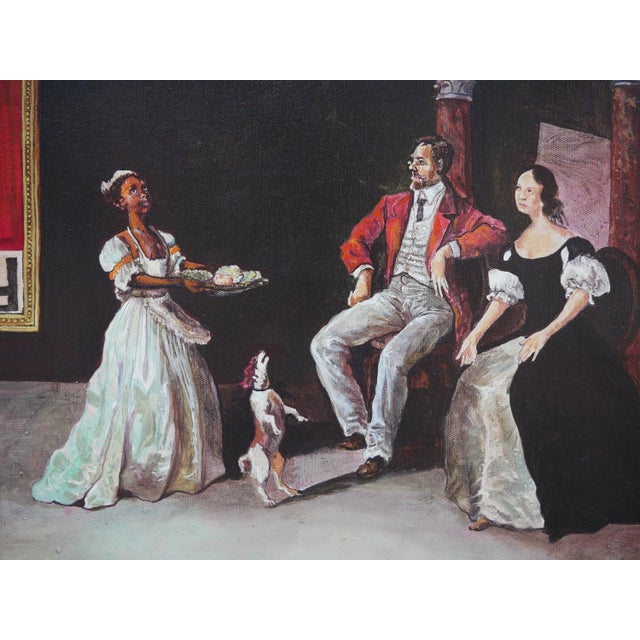 Douglas Perez Castro "Poderes" Contemporary Realistic Figurative Red Toned Social Commentary Painting, 2013 For Sale - Image 12 of 12
