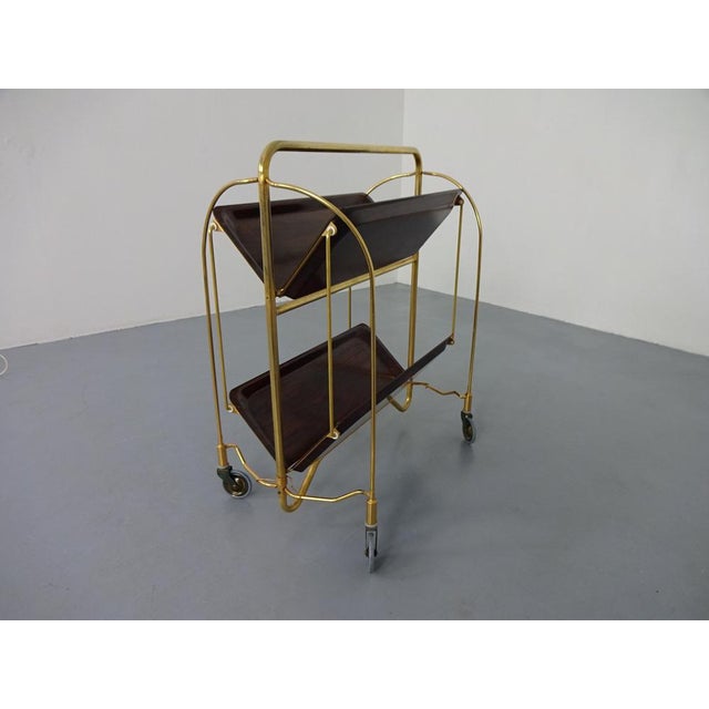 Brown Vintage Rosewood Tea Cart from Gerlinol, 1970s For Sale - Image 8 of 17