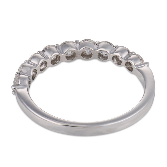 Vintage Diamond 18k White Gold Half Eternity Band, Size 7 For Sale In Los Angeles - Image 6 of 6