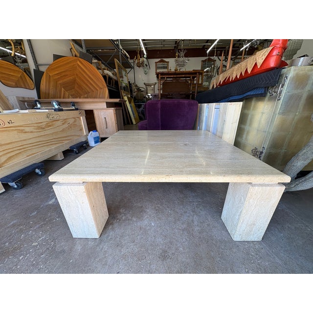1970s Italian Modern Travertine Cocktail Table For Sale In Houston - Image 6 of 14