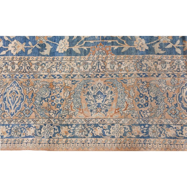 Beige Early 20th Century Persian Kirman Indigo, Camel, Beige Handwoven Wool Rug For Sale - Image 8 of 8