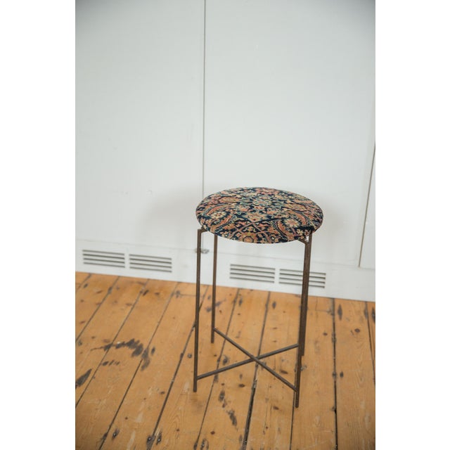 Wood Reclaimed Antique Rug Fragment Side Table Stand 7 of 7 For Sale - Image 7 of 7