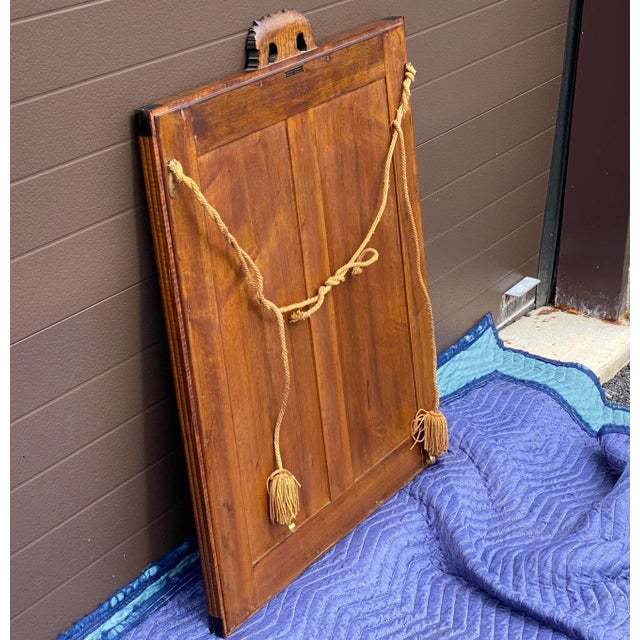 1920s Irving & Casson Curly Maple Fluted Wall Mirror With Floral Basket Crest For Sale - Image 9 of 12