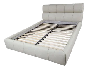 Vintage Postmodern Italian Tufted Leather Queen Bed Styled After Rossetto Italia