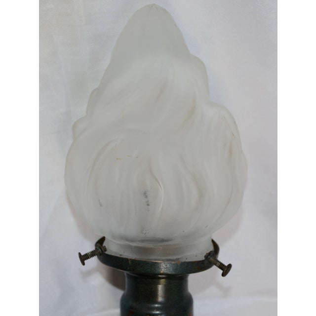 Art Deco Art Deco Running Mercury Man Lamp With Flame Shade For Sale - Image 3 of 13