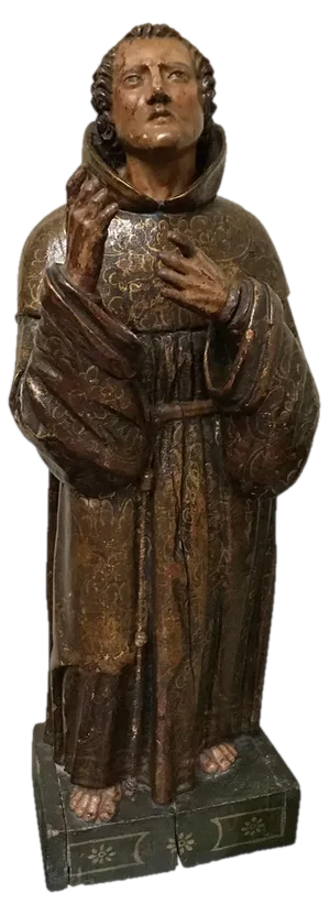17th Century Holy Pascalis Carved in Walnut and Polychromed, Spanish, 1700s