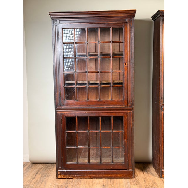 Pair of Mid-19th Century New England Cherry Glazed Display Cupboards, C. 1840–1860 For Sale - Image 4 of 16