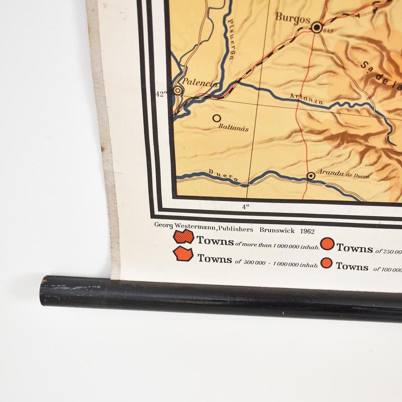 Large Antique French School Map of France by Westermann, 1960s