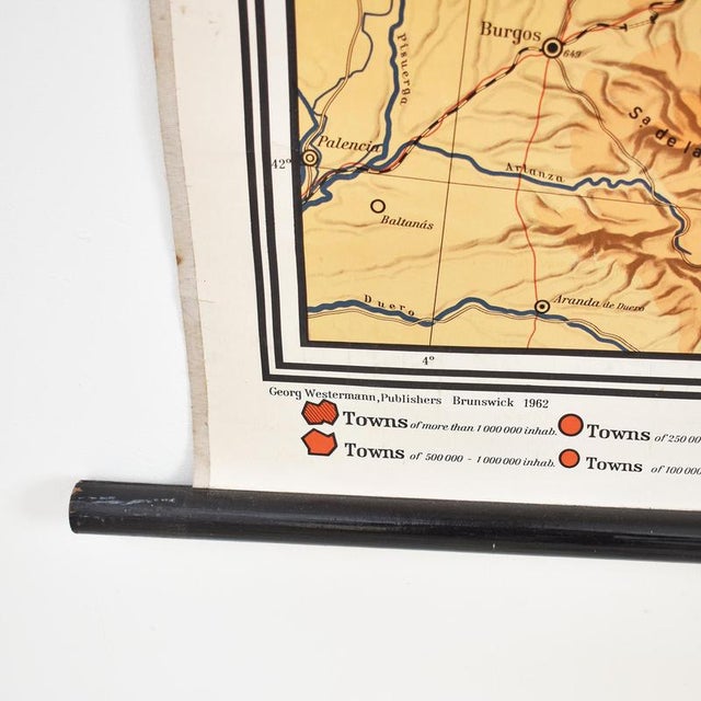 Large Antique French School Map of France by Westermann, 1960s For Sale - Image 3 of 5