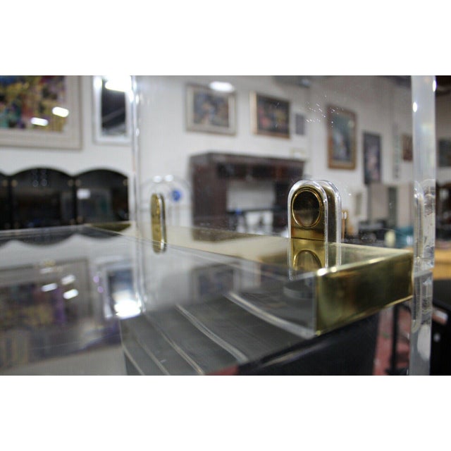Modern 1970s Charles Hollis Jones Lucite and Brass Shelving Wall Unit For Sale - Image 3 of 7