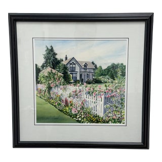 Joel Ogard Espey House Framed Watercolor, Circa 1994 For Sale