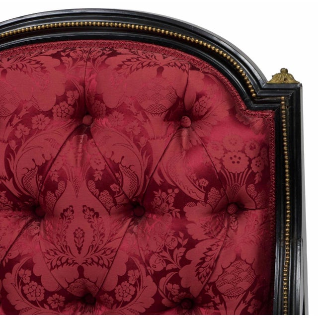 Red Late 19th Century Victorian or Louis Philippe French Black and Red Gilt Bronze Armchair Upholstered in Red Silk Attributed to Louis Marcotte For Sale - Image 8 of 9