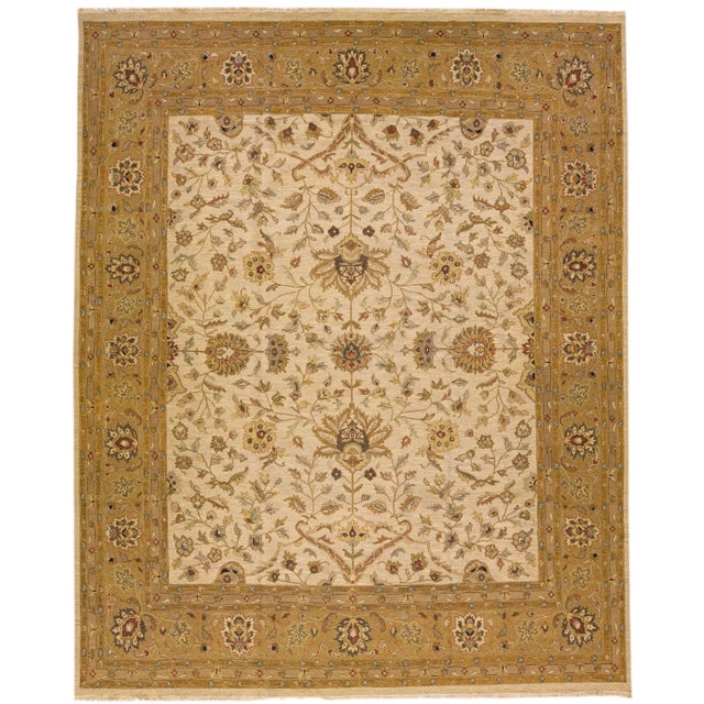 Textile Early 21st Century Designed Modern Peshawar Handmade Oversize Wool Rug in Beige For Sale - Image 7 of 7