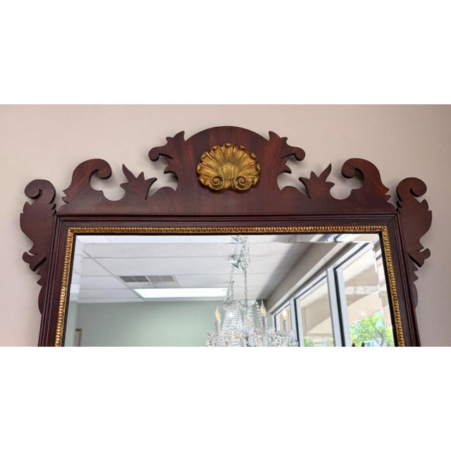 Henkel Harris Henkel Harris Mahogany Carved Mirror With Gold Accents Model No. H-6 For Sale - Image 4 of 7