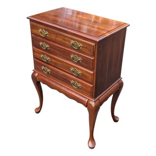 Vinage Solid Cherry Queen Anne Style Silverware Chest For Sale