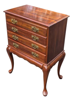 Vintage Solid Cherry Queen Anne Style Silverware Chest