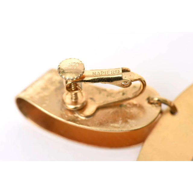 Vintage Napier Gold Plated Clip on Sculptural Earrings 1960's 2 Pieces For Sale - Image 9 of 9