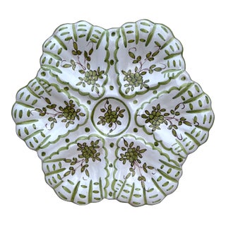 French Faience Oyster Flowers Plate Moustiers Style Circa 1940 For Sale