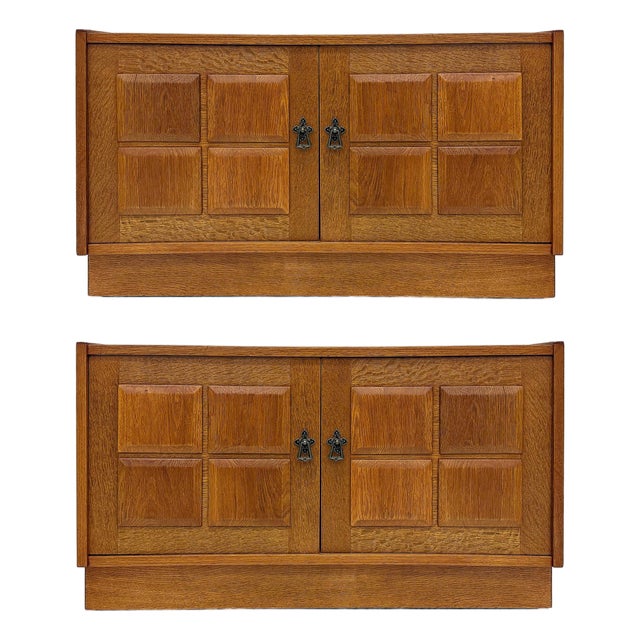 Small Oak Danish Modern Brutalist Chests, Henning Kjaernulf Style, Pair For Sale