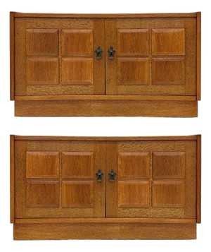 Small Oak Danish Modern Brutalist Chests, Henning Kjaernulf Style, Pair
