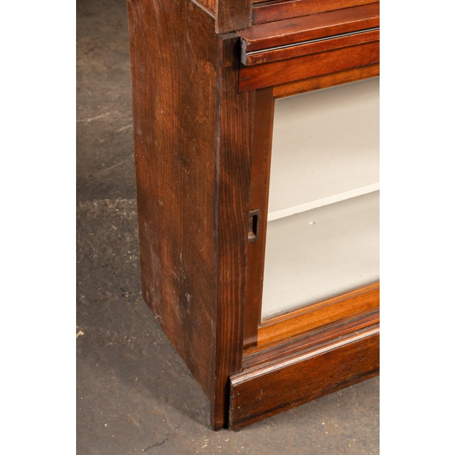 Early 20th Century Oak Display Cabinet With White Interior For Sale - Image 9 of 15