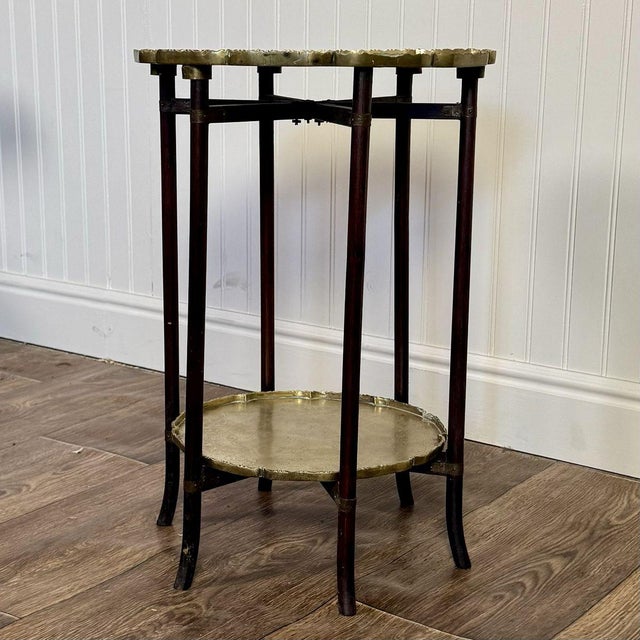 Brass Mid-Century Chinese Engraved Brass Tray Table For Sale - Image 8 of 9