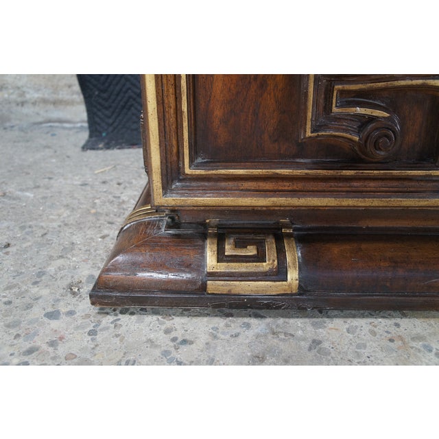 1970s Oak Chinese Chinoiserie Shou Ming Style China Display Cabinet Credenza 84" For Sale - Image 9 of 16