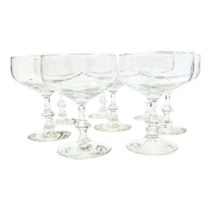 Etched Laurel Champagne Coupes- Set of Eight