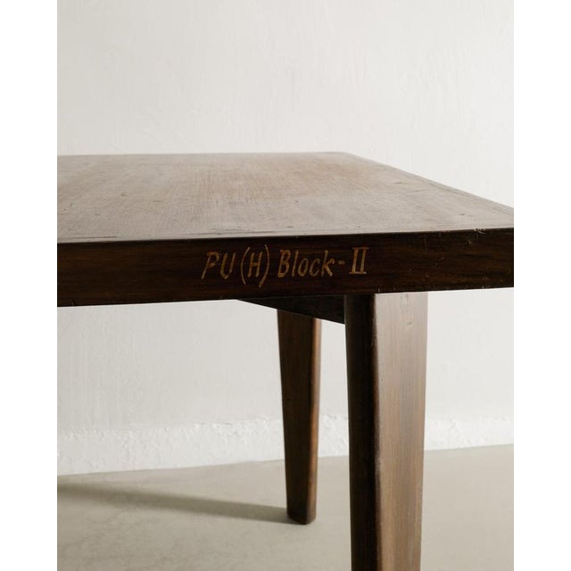 Squared Wooden Dining Table by Pierre Jeanneret, 1950s For Sale - Image 3 of 7