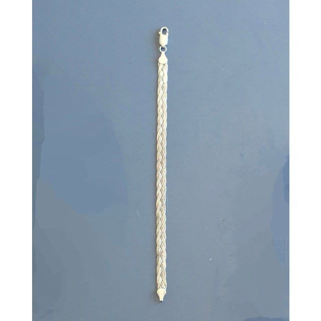 Contemporary Vintage Braided Silver Bracelet From Italy For Sale - Image 3 of 7