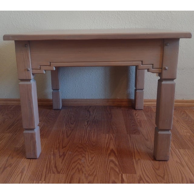 Wood Ernest Thompson Hand-Carved Santa Fe - Southwestern Sunburst 30" Side Table, New Mexico For Sale - Image 7 of 11