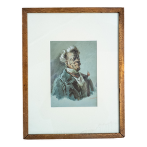 19th Century French Watercolor Portrait of a Society Gentleman by Alexandre Dupendant