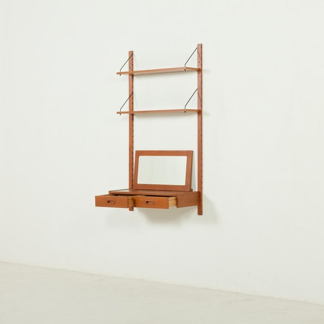 Mid-Century Scandinavian Wall Unit with Console and Mirror, Denmark, 1970s For Sale - Image 4 of 13