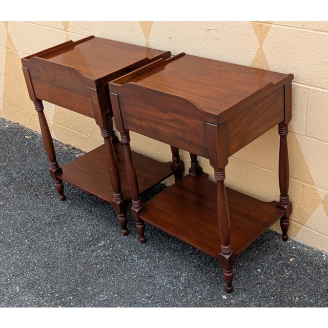 Mid 20th Century Pair of Henkel Harris Cherry Nightstands For Sale - Image 10 of 12