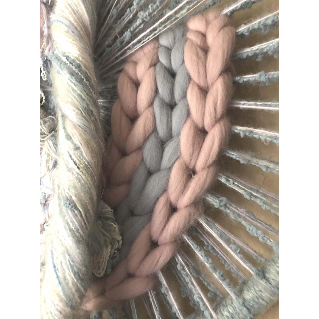 Mid-Century Modern Large Macrame Blue, Lavender, & Blush Wall Hanging For Sale - Image 3 of 6