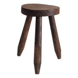 French Brutalist Tripod Stool For Sale