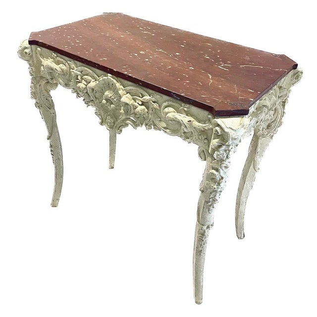 Baroque Louis XV Style Carved & Painted Table For Sale - Image 3 of 11